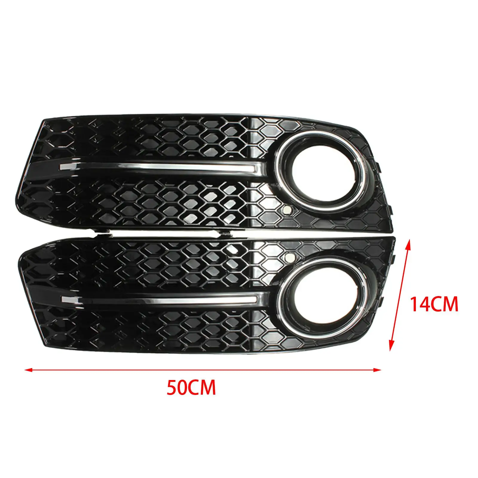 2Pcs Automotive Fog Light Cover Grille/ 8K0807681 Glossy Black Left Right Honeycomb for A4 B8 Easy Installation Replacement/