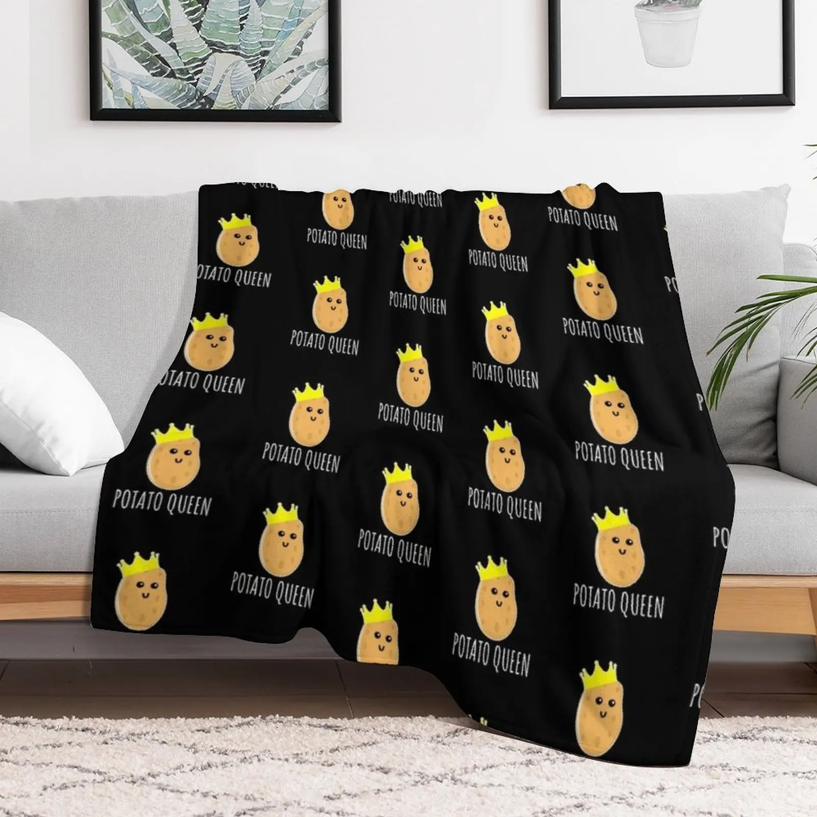 

Potato Queen - Funny Potato Gift Throw Blanket Giant Sofa halloween Nap Blankets