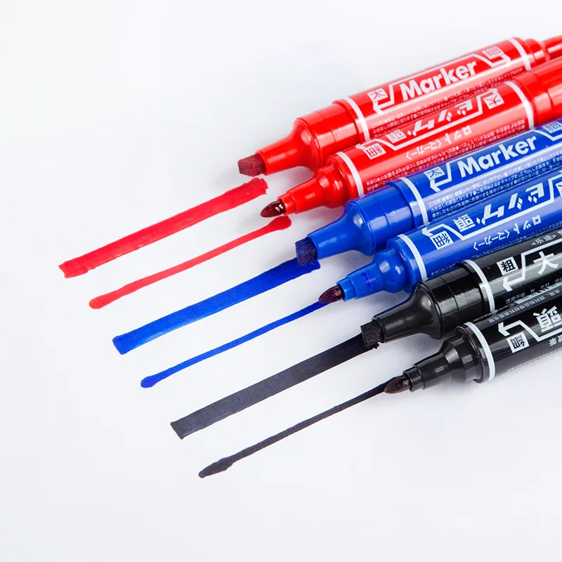 10Pcs Twin Tip Colored Permanent Markers Fine Point Waterproof Oily Black Ink for Sketchbook Painting School Art Supplies