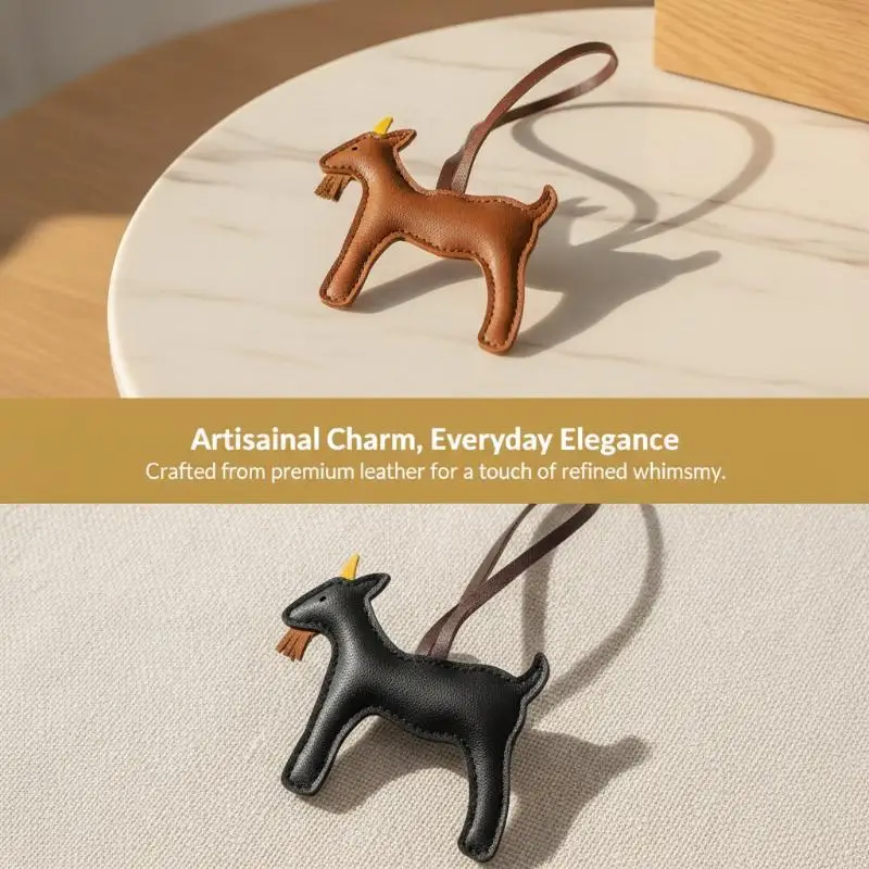 2027 Year Of The Sheep PU Leather Goat Bag Hanging Pendant Cute Design For Decorating Handbags Backpacks Keyrings