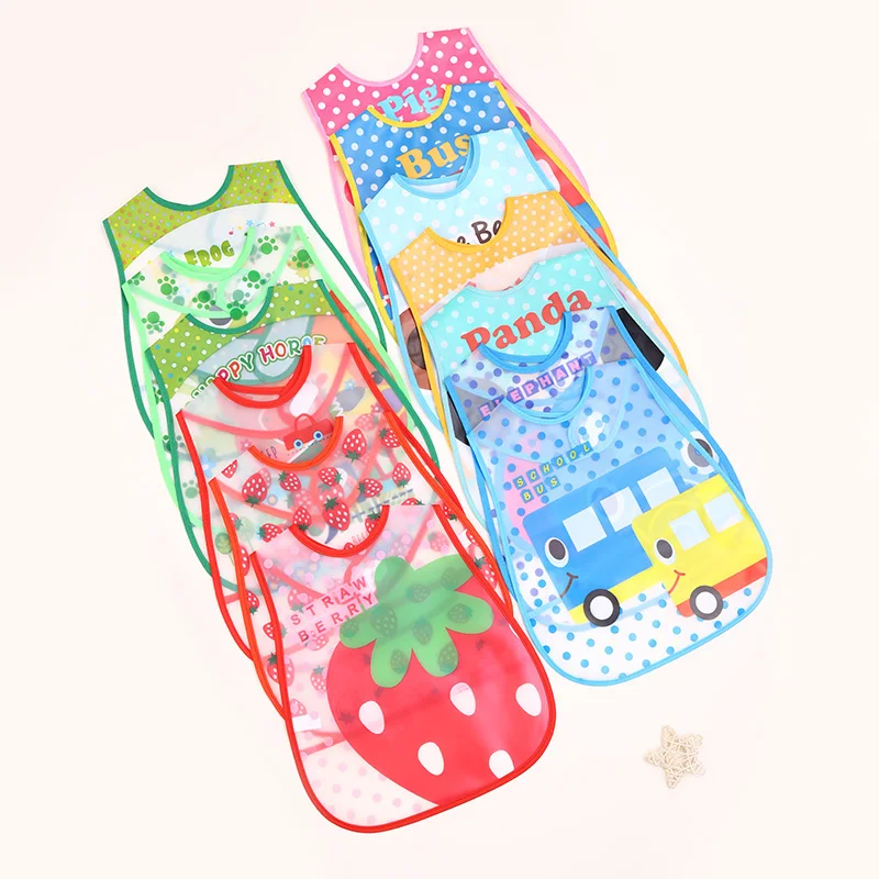 2PCS/Lot Waterproof Baby Bibs for Infant Toddler Boys Girls Sleeveless Feeding Apron Cartoon Animals Child Kids Bib