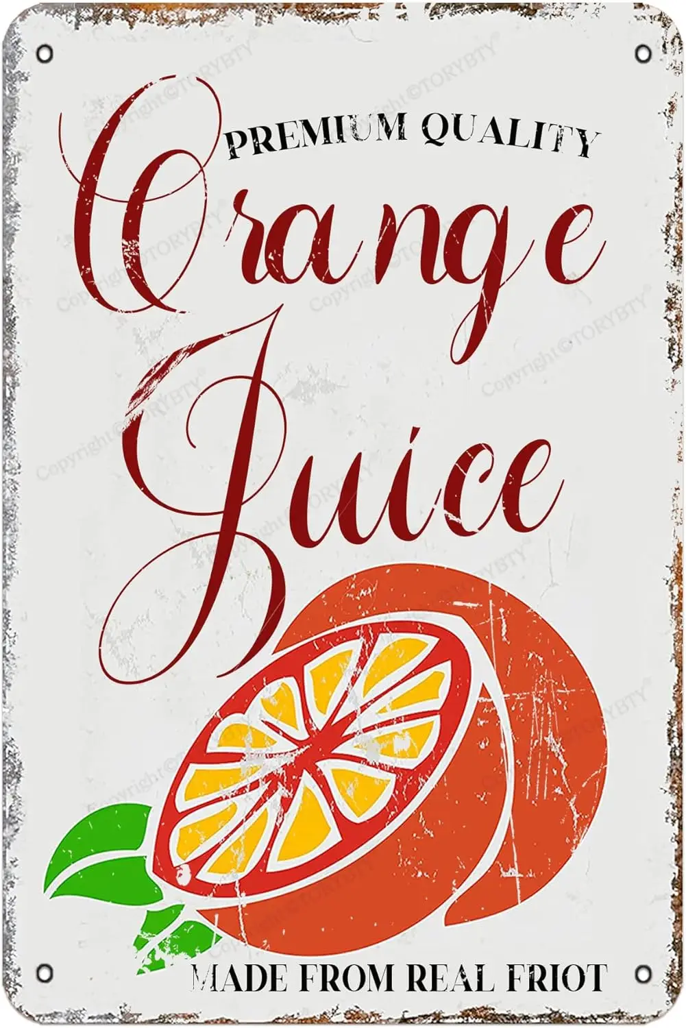 Premium Quality Orange Juice Made from Real Friot Vintage Poster Tin Sign Bathroom Home Garden Retro Store Cafe  Look Metal for