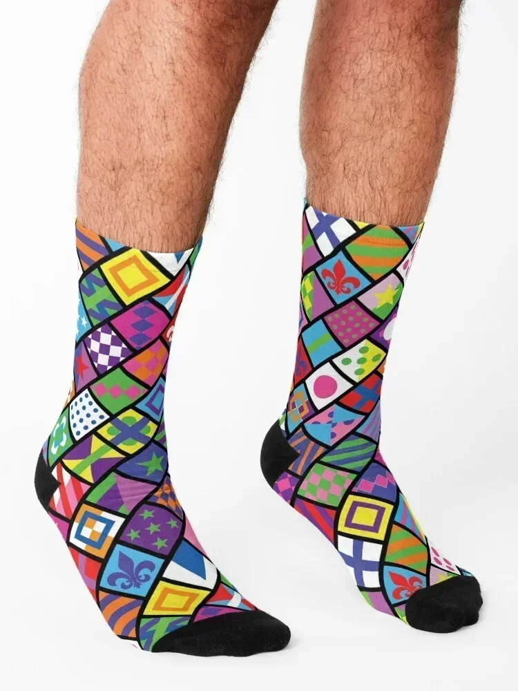 Horse racing colorful jockey squares Socks tennis sports stockings basketball christmas gifts Socks Women's Men's