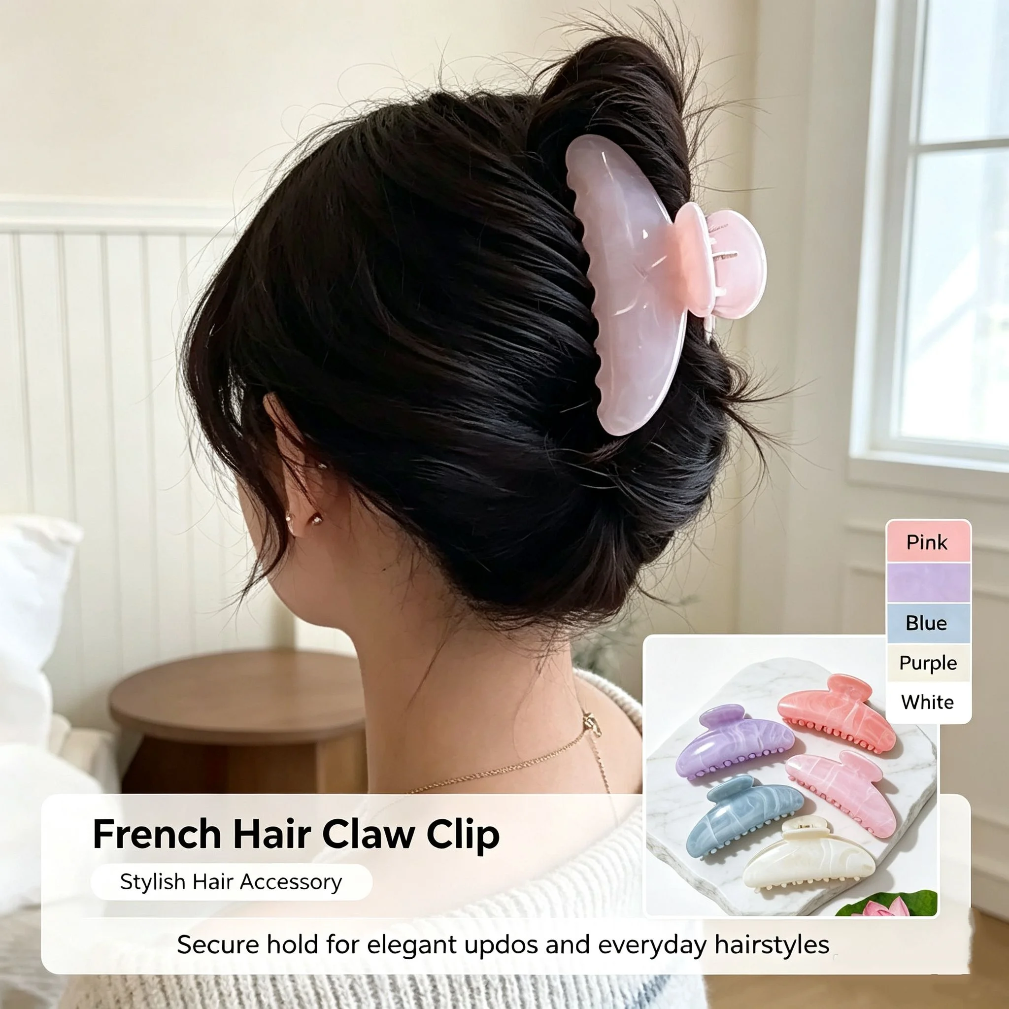 1pcs French Girl's Vintage Hair Clip Simple Letter Shark Clip Elegant Randy Hair Clip Hair Accessoriesfor Women Daily Hairstyle