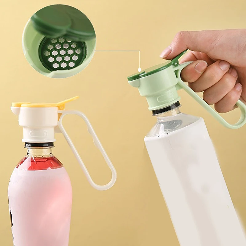 Creative Multifunctional Beverage Kettle Deflector Sealing Controller Portable Squeeze Spray Juice Soda Bottle Cap With Handle