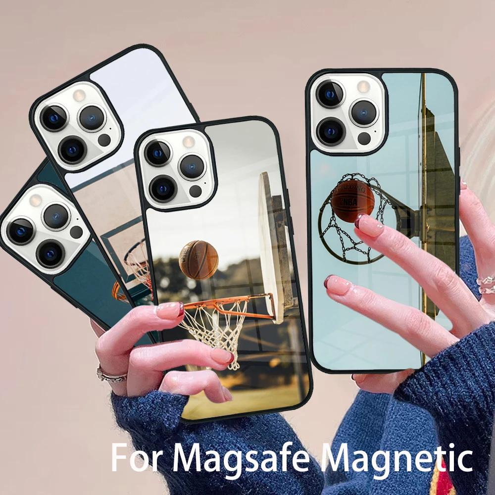 

Basketball Basket Phone Case Magesafe Magnetic Wireless Charge Cover For IPhone 16 11 12 13 14 15 Pro Max Plus Mini