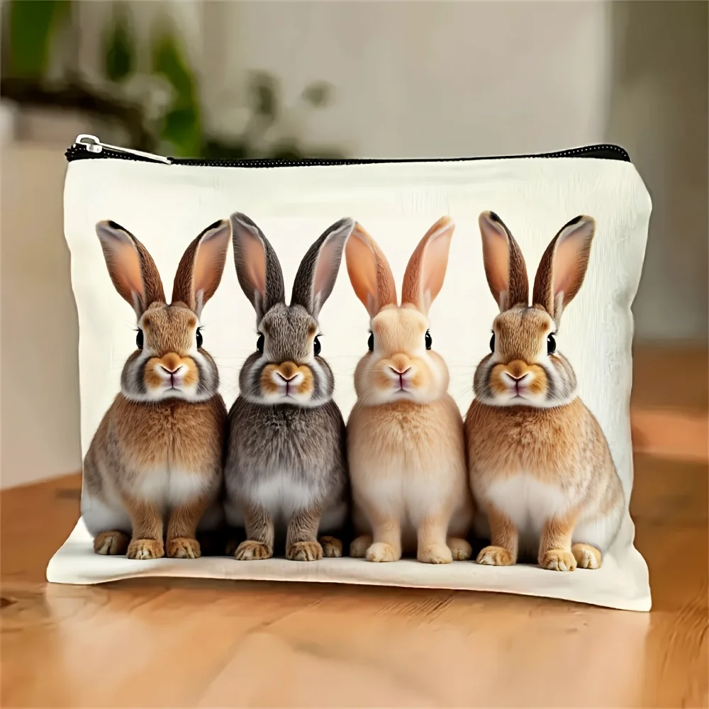 

A Cute Bunny Makeup Bag- Multifunctional Zipper Pouch, Jewelry Storage Bag, Perfect Travel Zipper Small Storage Bag.