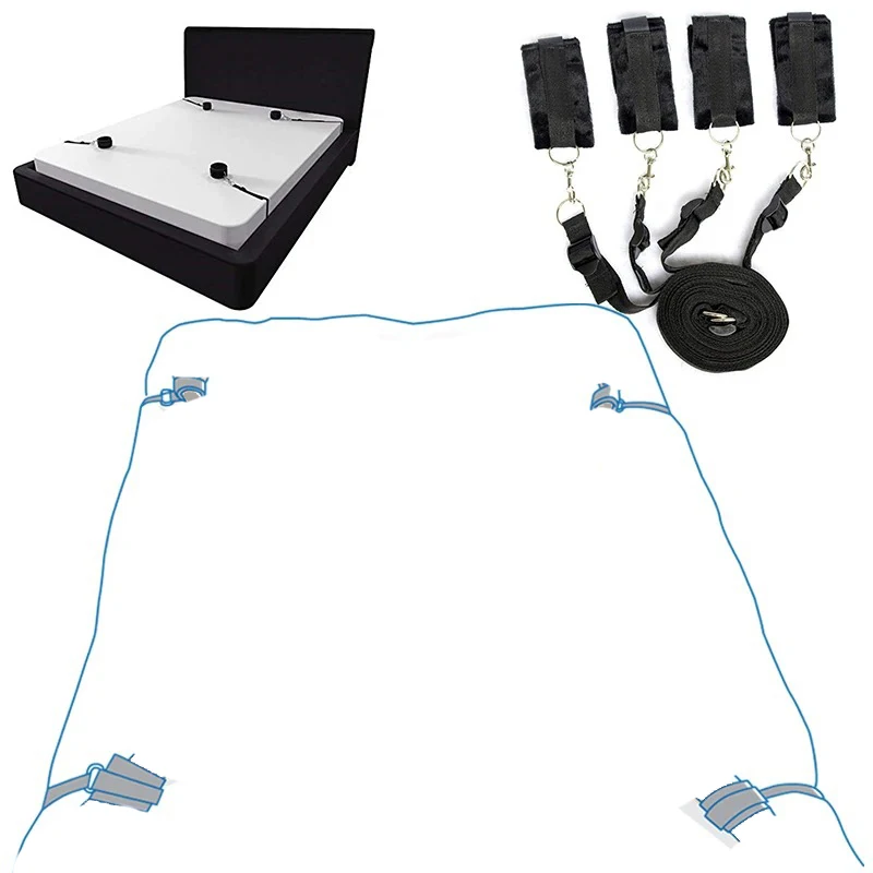 BDSM Bondage Set Adult Sex Game Handcuff Ankle Restraints Sextoy Couple Slave Sex Products Erotic Bed Strap System SM Soft Cuffs