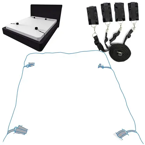 BDSM Bondage Set Adult Sex Game Handcuff Ankle Restraints Sextoy Couple Slave Sex Products Erotic Bed Strap System SM Soft Cuffs