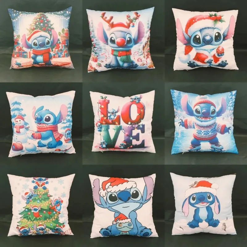 Disney Cute Stitch Pillowcase Cushion Cover Cartoon Lilo&Stitch Throw Pillow Case Home Sofa Bedroom Decoration Christmas Gift