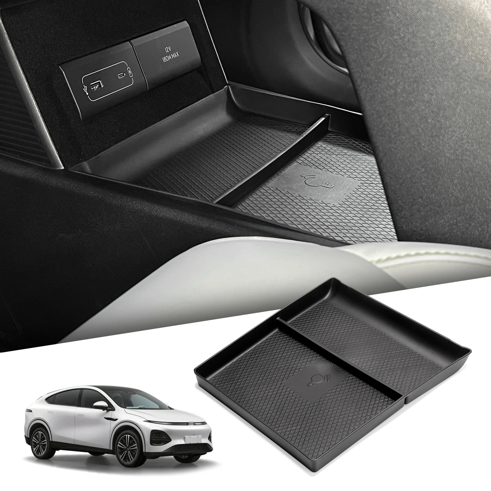 Smabee für Xpeng G6 2023 2024 Auto Mittelkonsole Aufbewahrungsbox Getränkehalter Armaturenbrett Ablage Innenraum Zubehör Organizer Schwarz – Detail 8