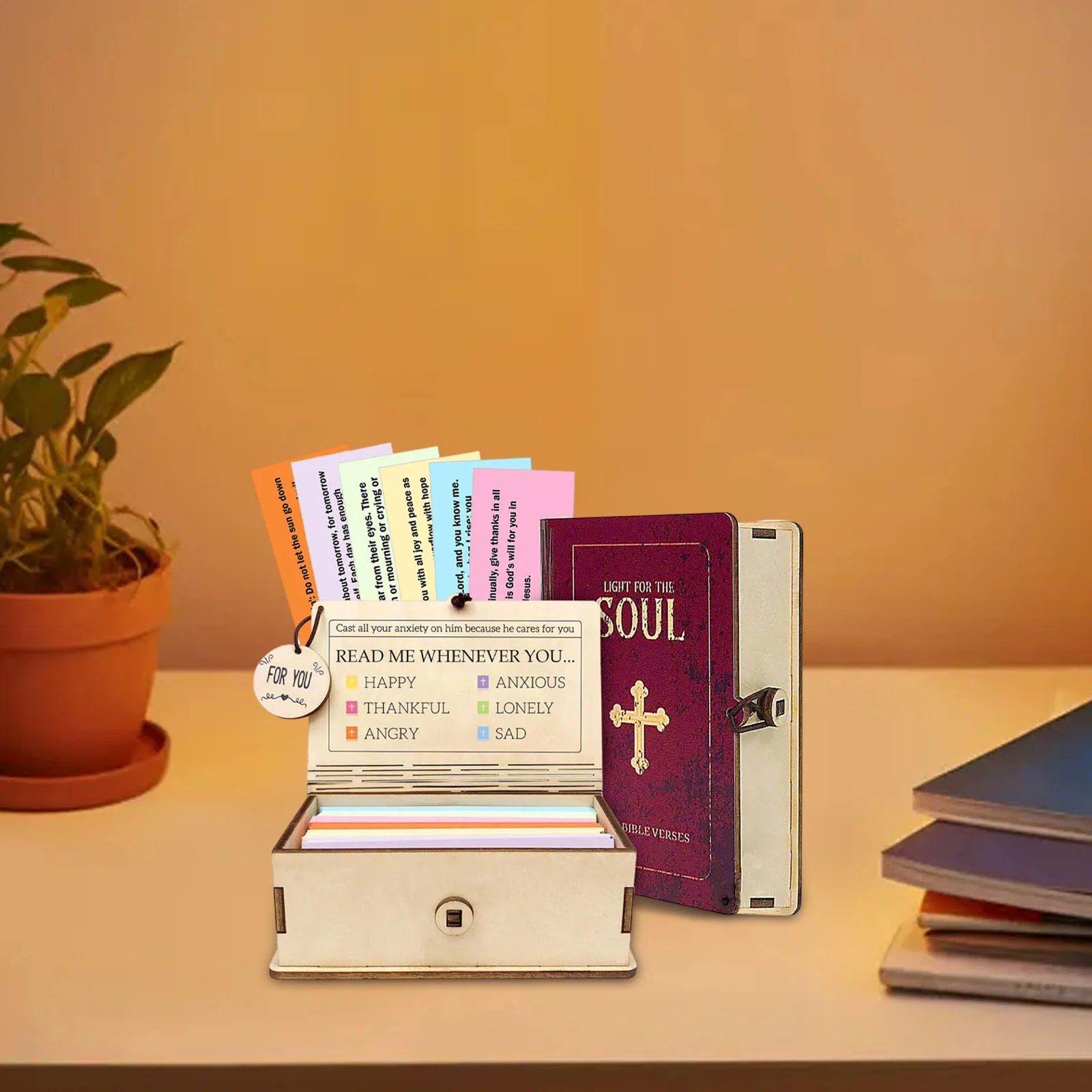 Деревянная коробка для библейских стихов с 150 молитвенными карточками, коробка для хранения заметок ручной работы, вдохновляющая коробка для письма, подарок для домашнего сбора