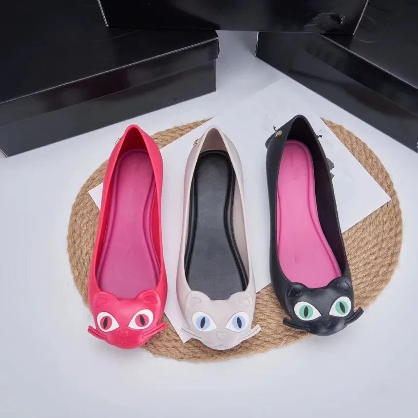 Ladies Kitty Jelly shoes Fashion flat casual single shoe slip-on fish mouth sandals