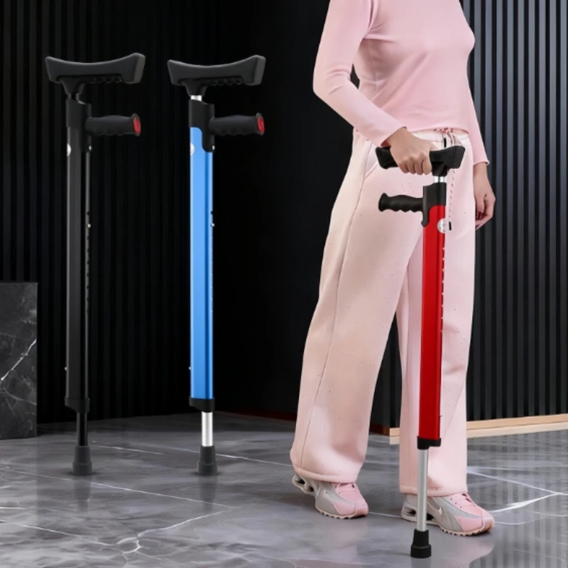 Telescopic Armpit Crutches, Adjustable Walking Aids Cane, Non-Slip Rehabilitation Walking Stick,Comfort Grip for Elderly Support