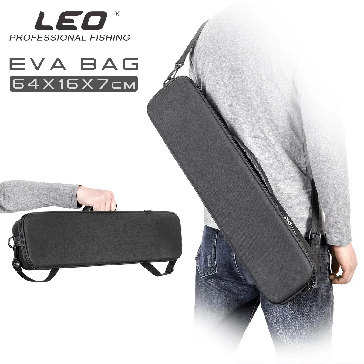 LEO/LEO [EVA composite fishing gear bag length] 64X16X7cm strap hard shell kit