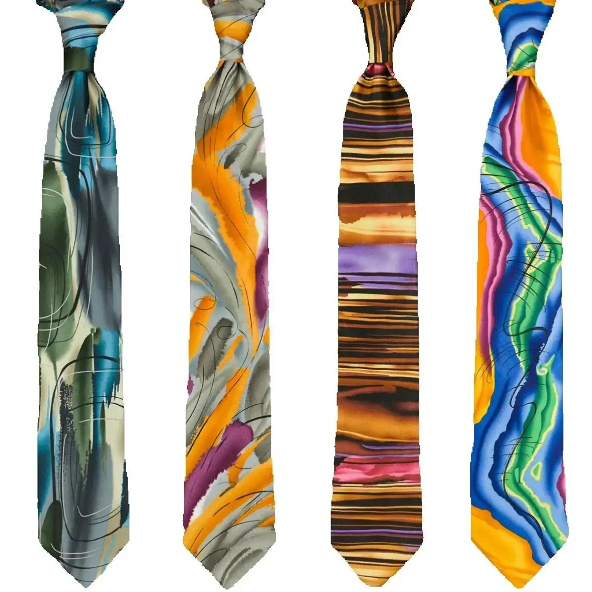 Handmade Abstract Pattern Multicolor Mens Ties Neckties 100% Silk Printed Colorful Printing Casual Party Wedding Noble