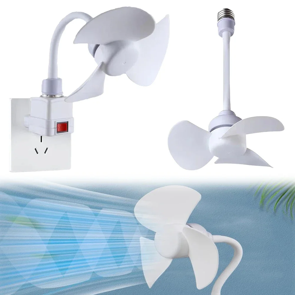 LED Mini Ceiling Fan E27 Base/USB Indoor Ceiling Fan Light Hose Extender Light Bulb Fan with Socket for Bedroom Living Room