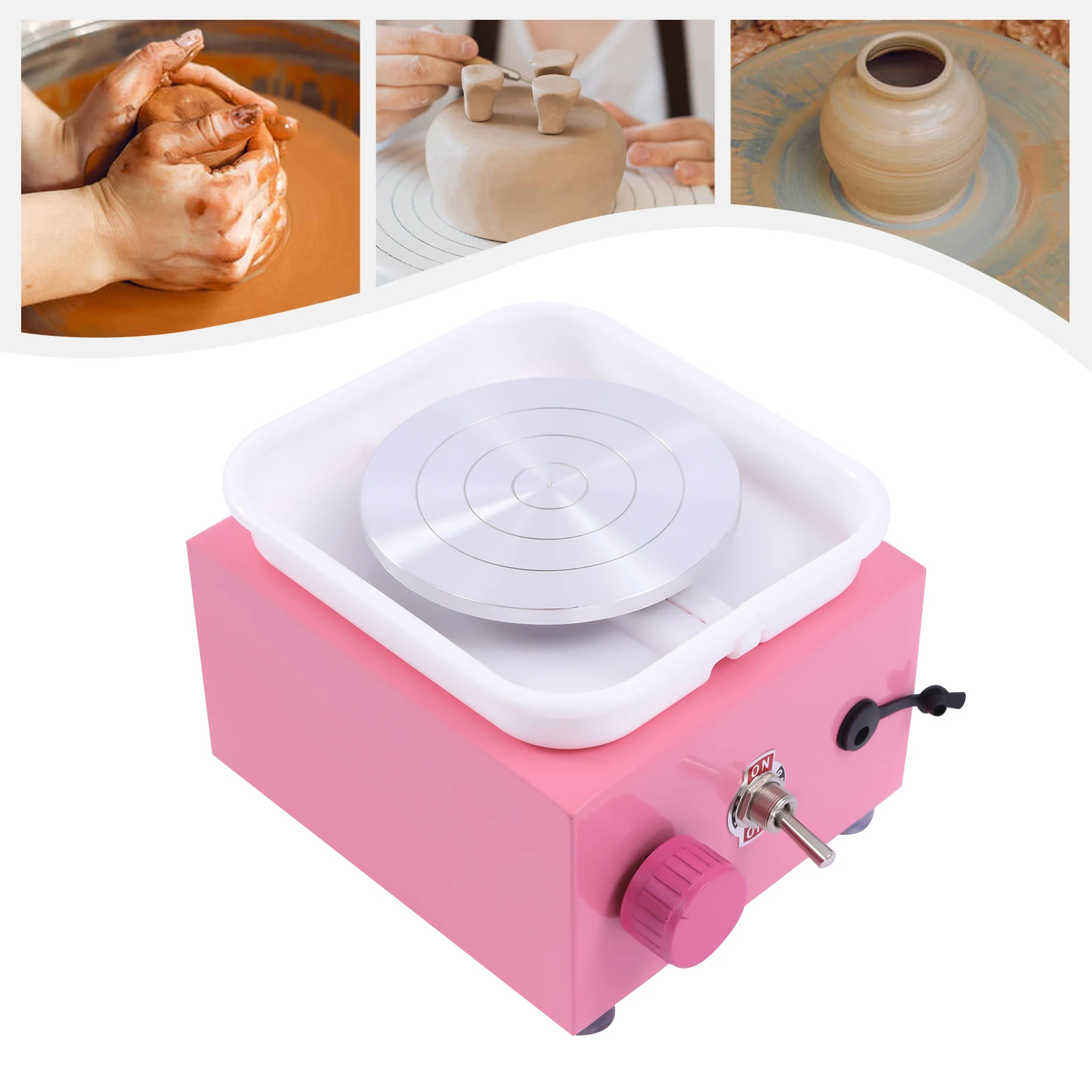 Mini Electric Pottery Diac Machine Wheel Ceramic Machine Work Clay Art Tool With Removable ABS Basin 2000RPM for Craft DIY Gift