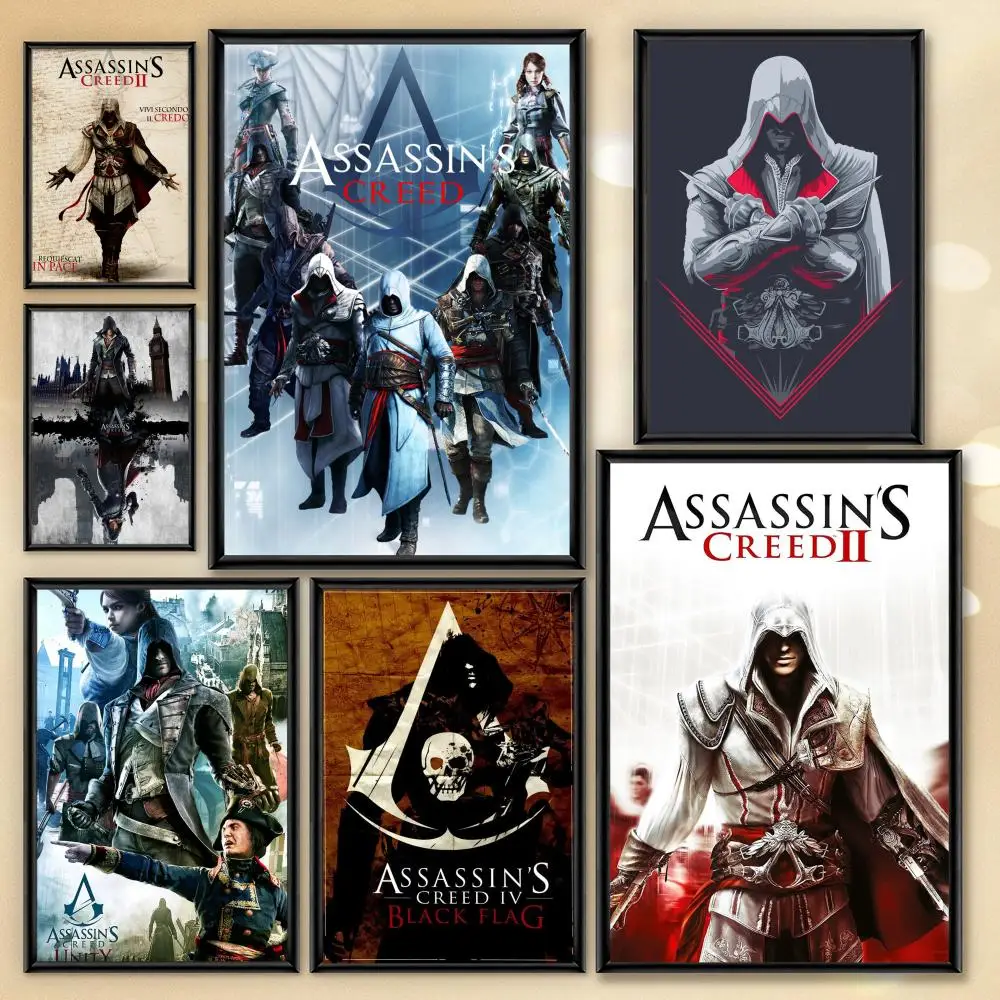 Game AssassinS Creed Poster HD PVC Arte de pared impermeable - Autoadhesivo reutilizable para el bar de la oficina en casa