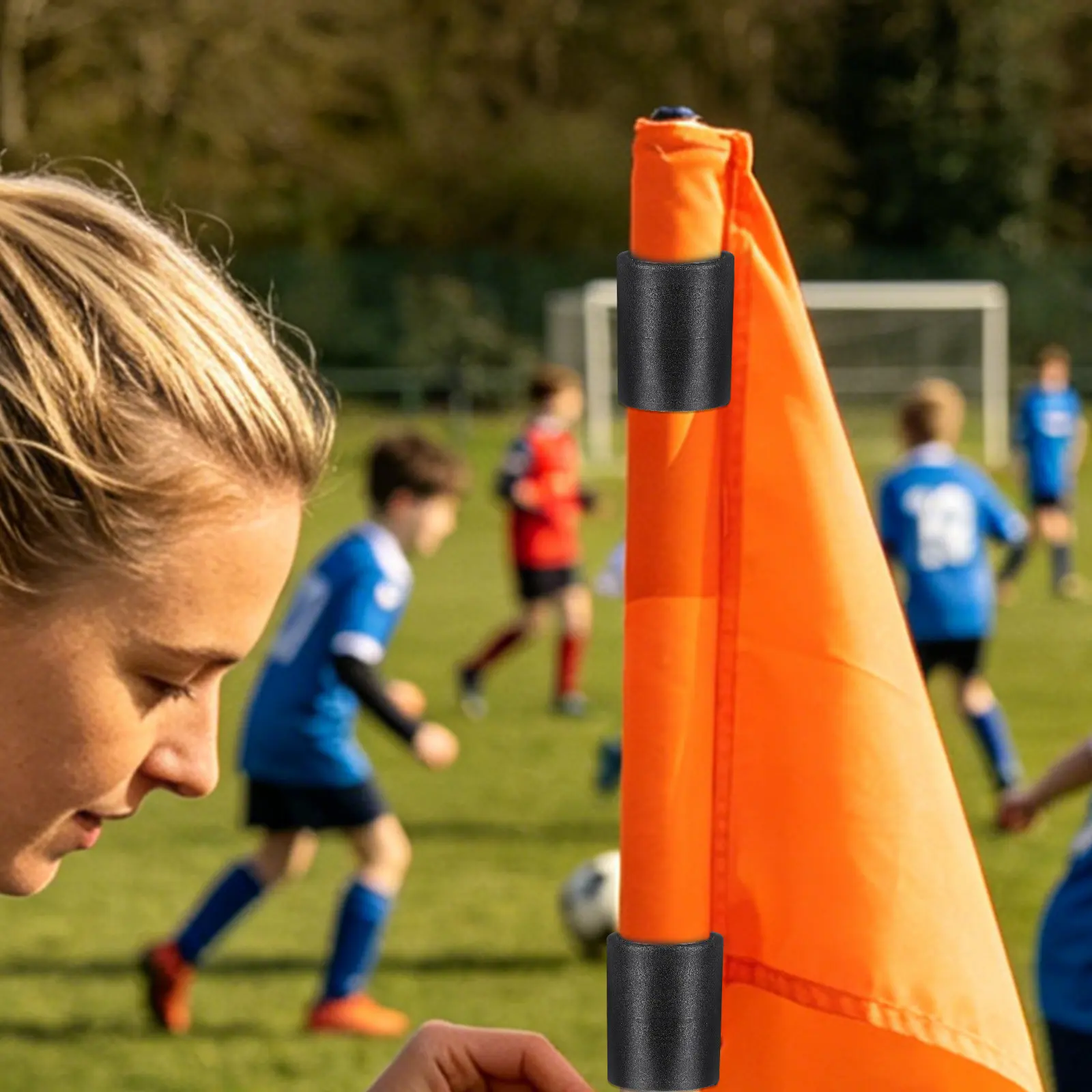 10 pièces Clips pour drapeaux de football, boucles pour poteaux de drapeaux d'angle, équipement d'entraînement de football, en plastique, durabilité accrue, stabilité renforcée, intérieur/extérieur