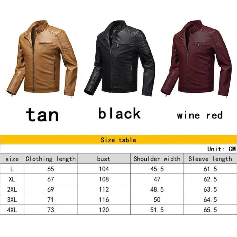 سترة جلدية للرجال لعام 2025 معطف لراكبي الدراجات النارية بقصة ضيقة ورقيقة للربيع والخريف وياقة واقفة مقاس كبير ملابس خارجية للدراجات النارية #6