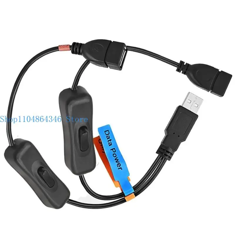 652F 30cm USB Y Splitter Power Cable Extension Wire Line With Separate Switches For Charging Data Transfer Compatibility