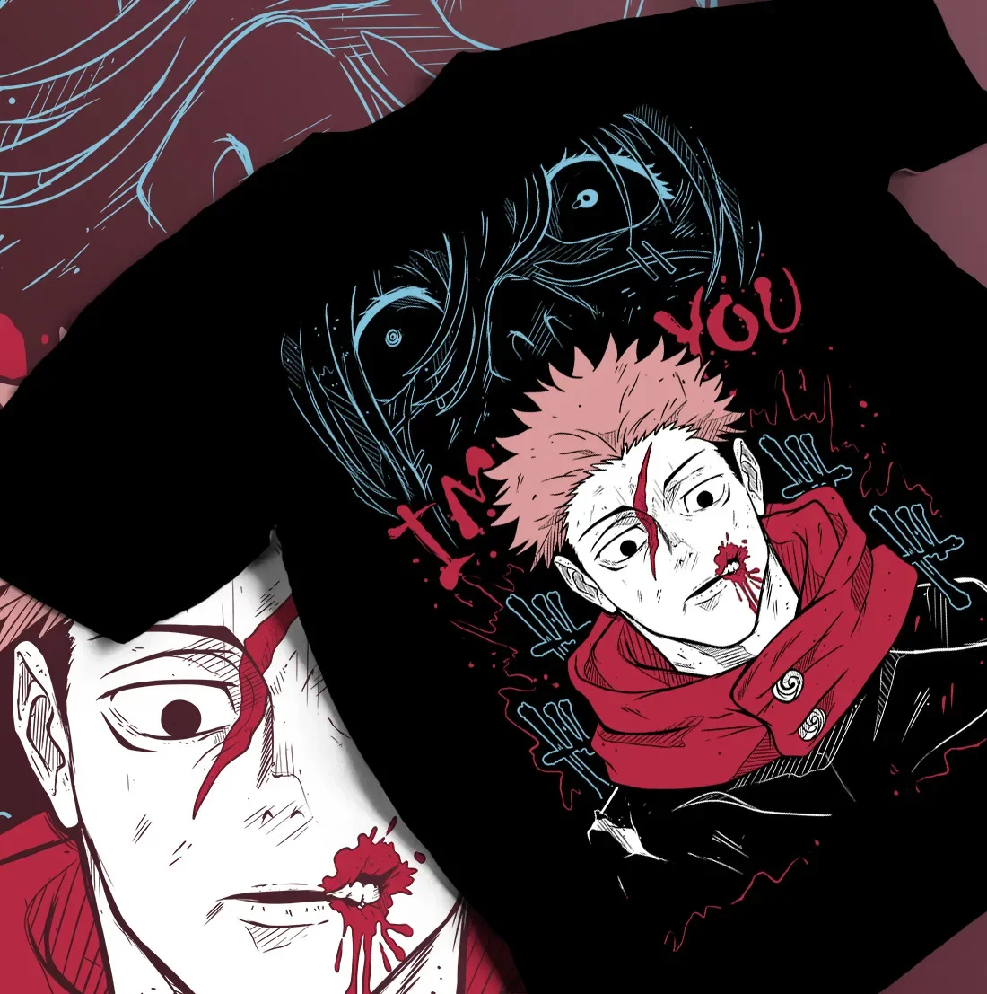 Jujutsu Kaisen Yuji Itadori T-shirt Aoi Gojo Horror Anime Gift Shirt All Size