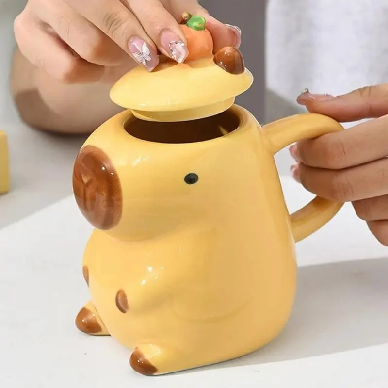Cute dolphin mug for girls, water cup with lid, household breakfast cup, niche design coffee cup