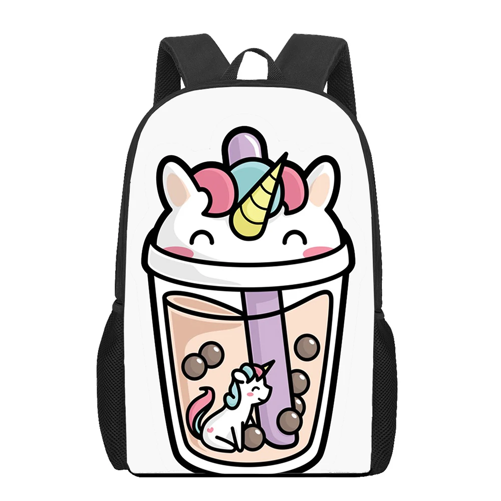 Cute Cartoon Bubble Milk Tea pattern School Bag for Teenage Girl Primary Kids Backpack Bookbags Children Kindergarten Backpack