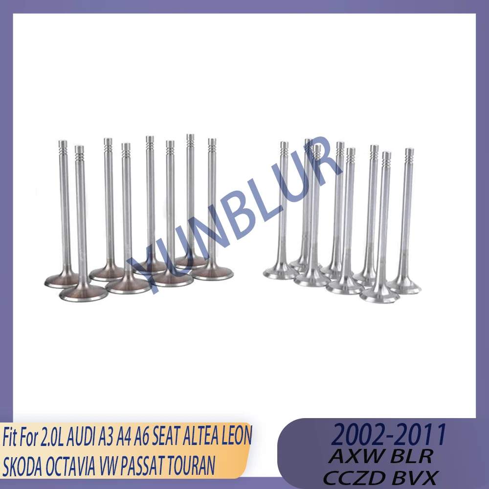 

16pcs Intake & Exhaust Valve Kit Fit 2.0 L GAS AXW BLR CCZD BVX 02-11 For AUDI A3 A4 A6 SEAT LEON SKODA OCTAVIA VW PASSAT TOURAN