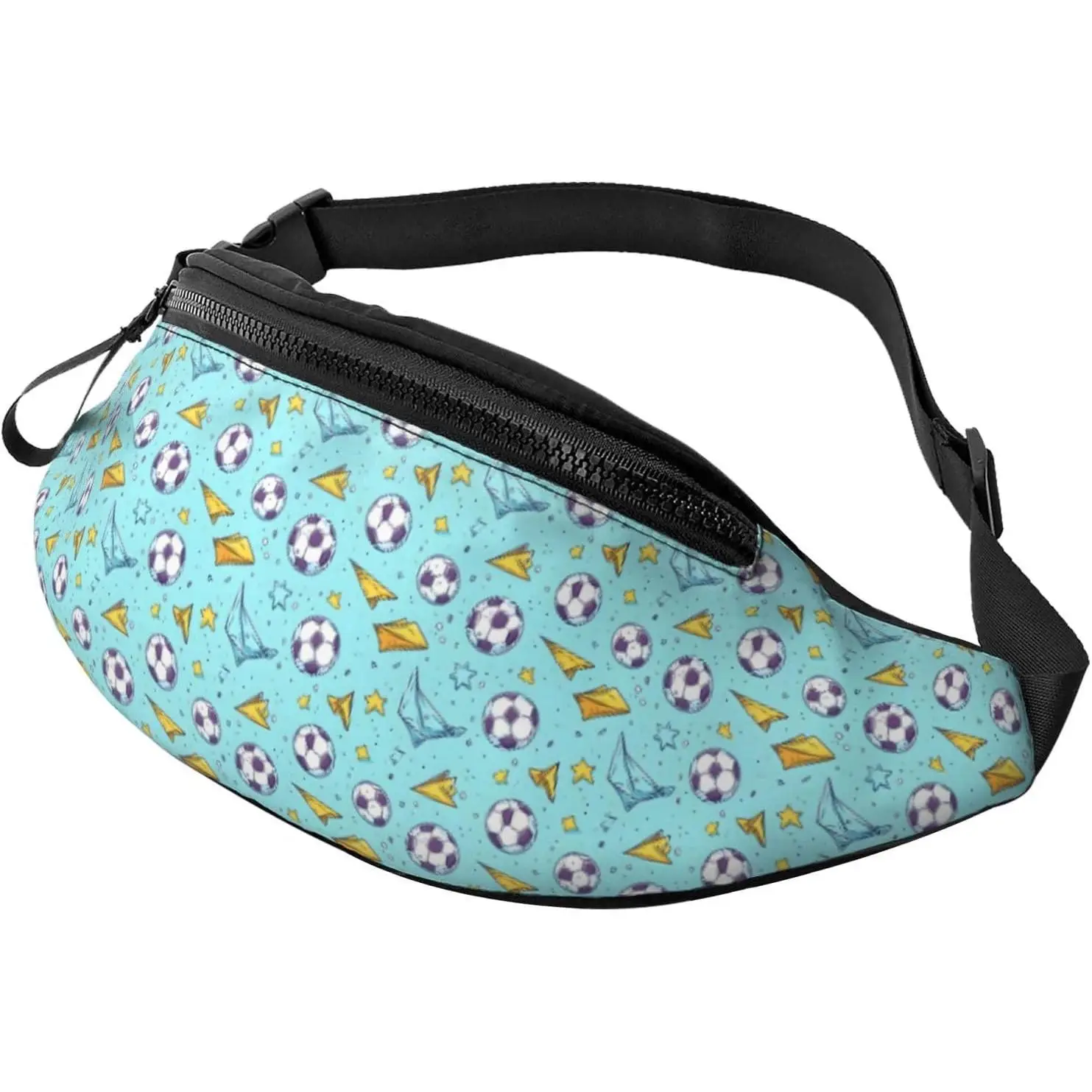 Crossbody Fanny Packs for Women Men - Soccer Paper Plane Print Lightweight Running Waist Bag Travel Belt Bag