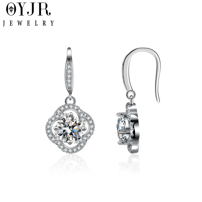 OYJR Silver Plated Rotating Windmill Earrings With Zircon