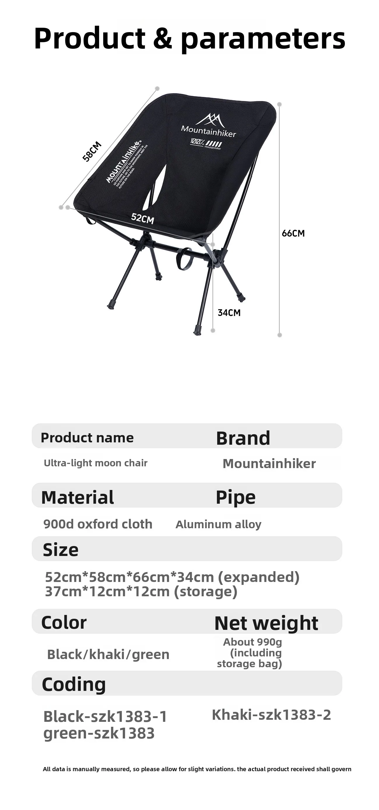 MOUNTAINHIKER Ultraleichter Tragbarer Klappbarer Mondstuhl aus Aluminiumlegierung für Camping, Wandern und Angeln in Grün, Schwarz und Khaki – Detail 16