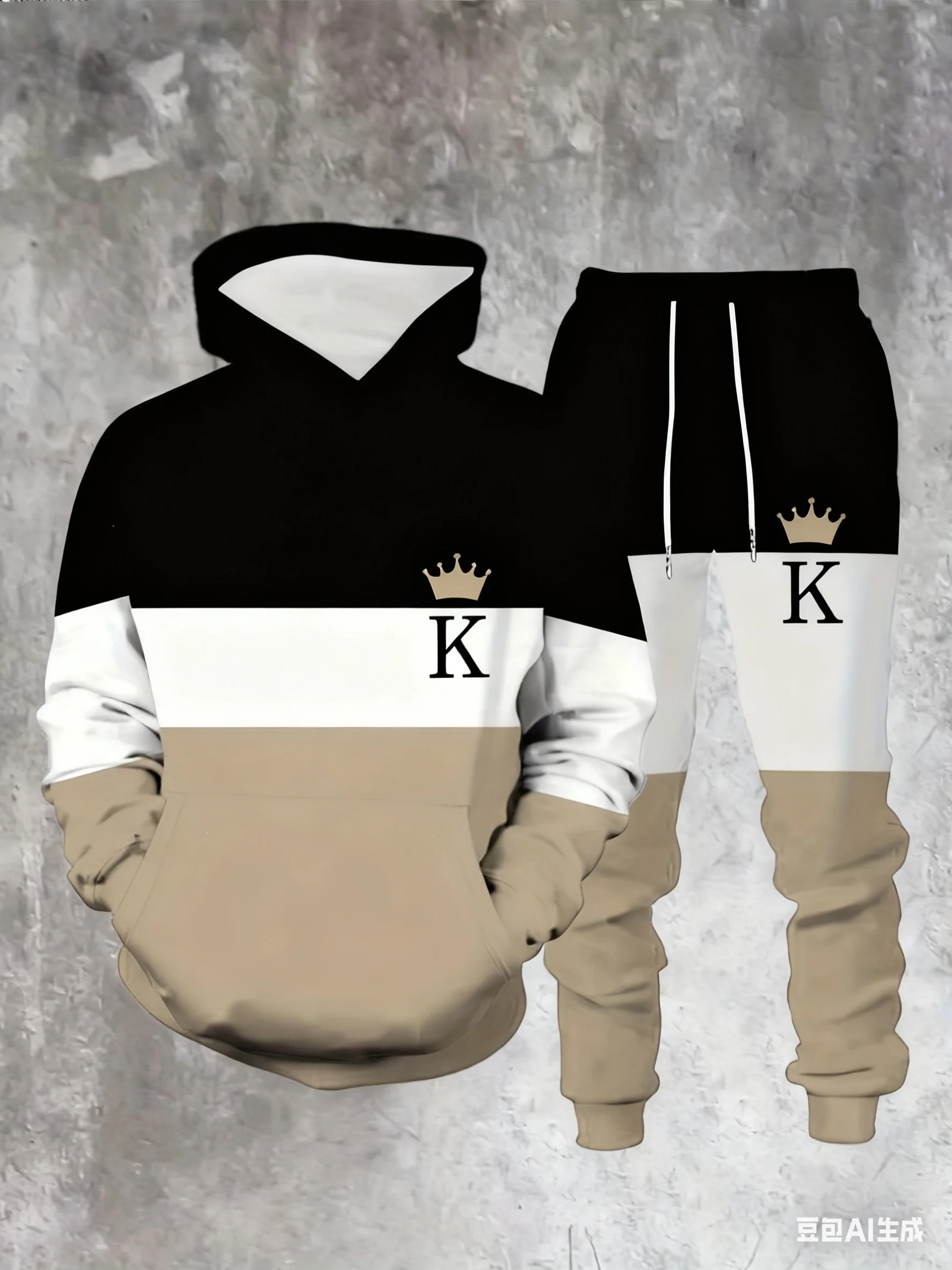 

Базовая мужская повседневная спортивная толстовка с капюшоном контрастного цвета с 3D цифровой печатью больших размеров, подходящая для повседневных топов