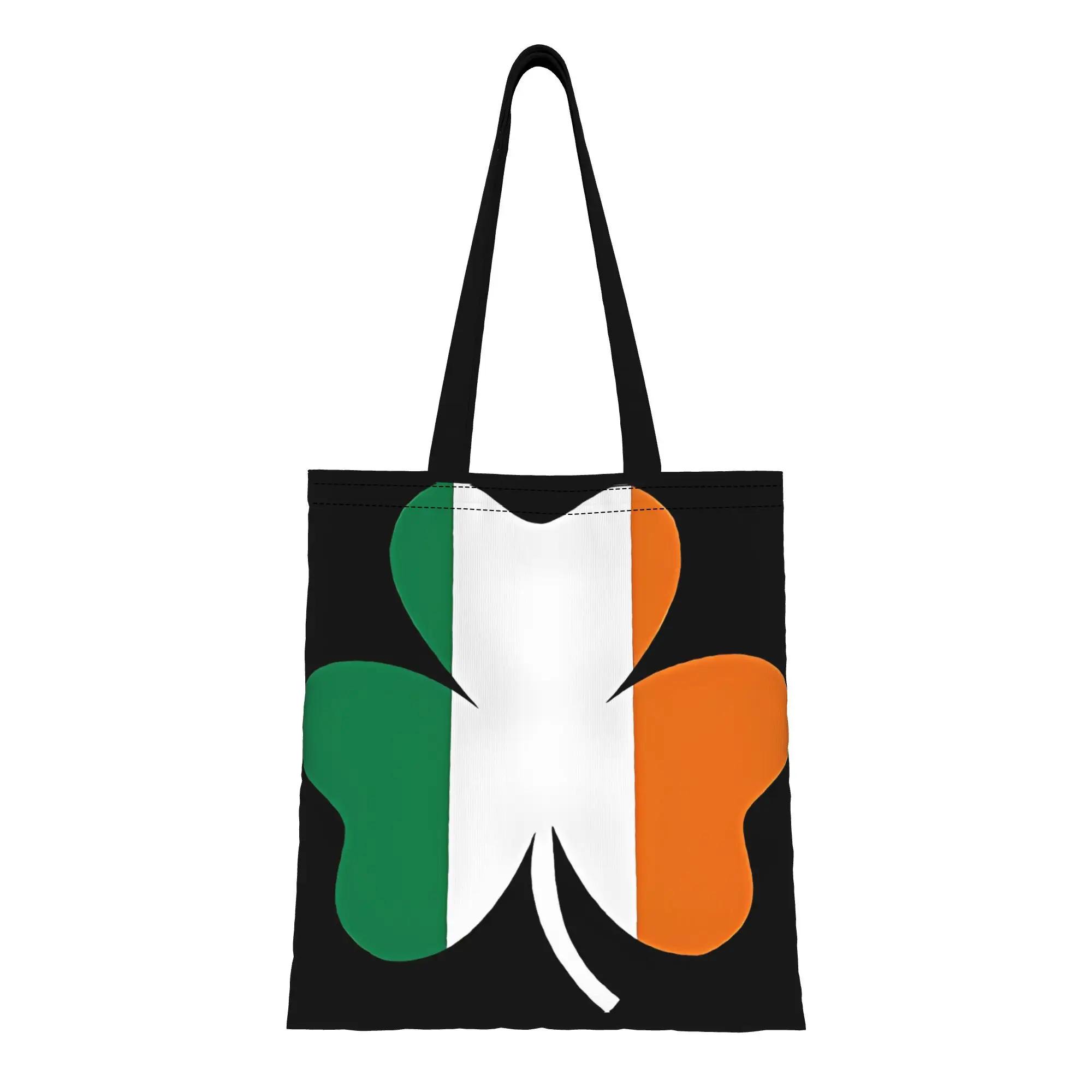 

Женская сумка-тоут из холщовой ткани с ирландским флагом и клевером ко Дню Святого Патрика, для покупок, путешествий, активного отдыха, прочная сумка через плечо