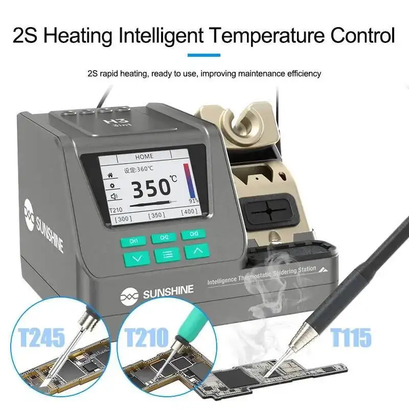 

SUNSHINE H3 Double Soldering Station Compatible 210/245/115 Handle for Mobile Phone Rapid Heating PCB Welding Repair Platform