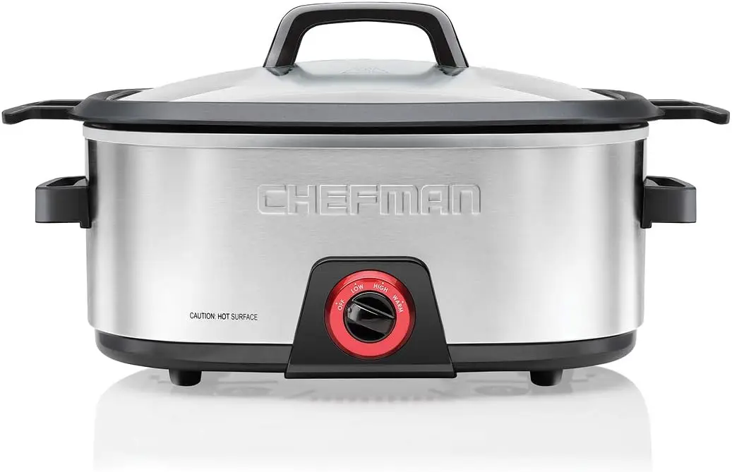 Chefman 6-Quart Slow Cooker, Electric Countertop Cooking, Stovetop & Oven-Safe Removable Insert for Browning & Sautéing, Family-