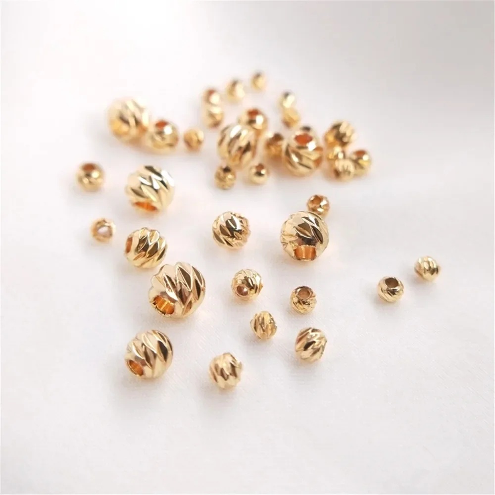 

14K plated gold Cross-cut flower beads round beads DIY handmade string bracelet necklace ornaments jewelry scattered