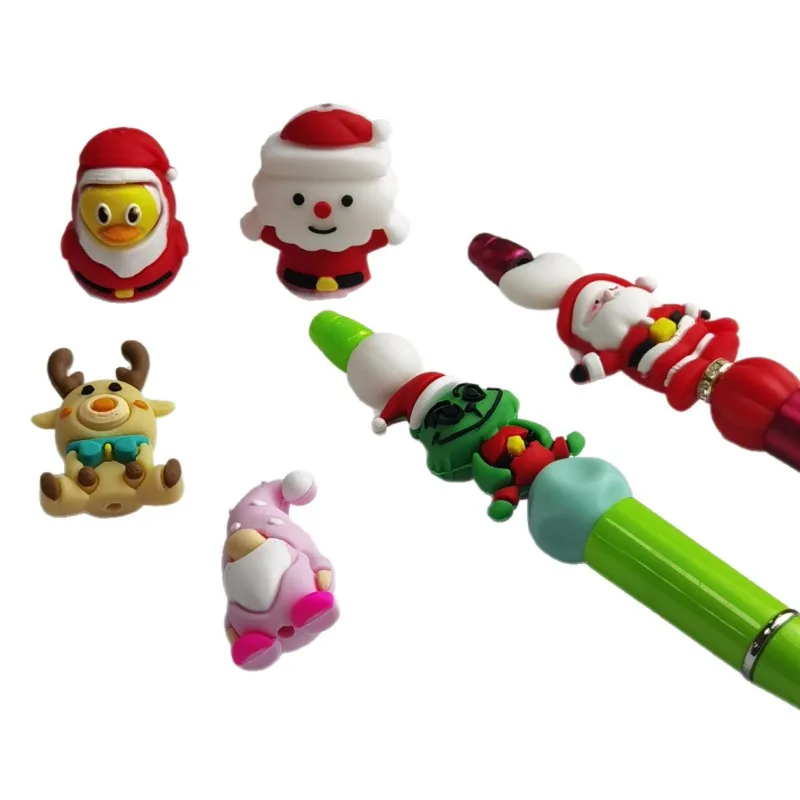 20/50pcs 3D Christmas Silicone Beads Focus Beads For Jewelry Making DIY Pacifier Chain Jewelry Accessories Focal Beads Wholesale