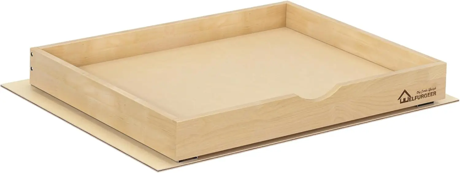 

Premium Birchwood Pull-Out Cabinet Drawers, 26" W x 21" D Pull Out Cabinet Organizer, Heavy-Duty Cabinet Organizer with Easy