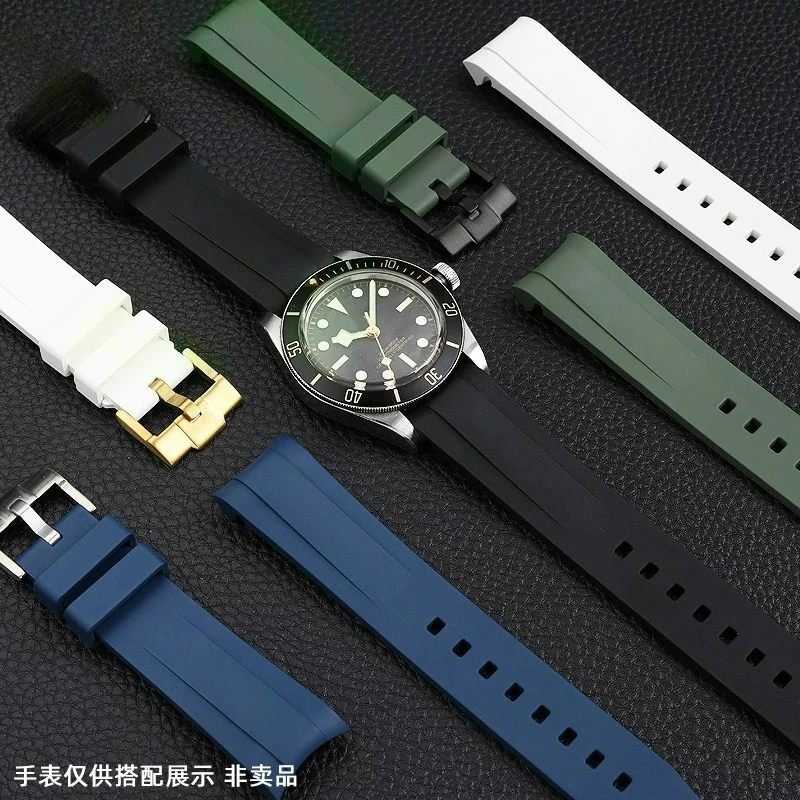 Suitable for Tudor Biwan Fluoroelastomer Strap Navy Blue GMT Creek Ring Bronze Special Curved Wristband 20mm