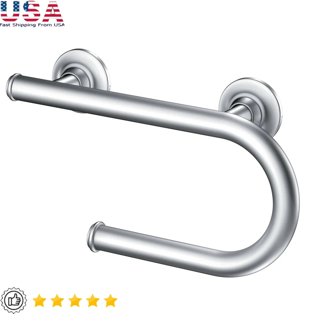 

Bathroom Safety Grab Bar 8 Inch with Integrated Toilet Paper Holder Stainless Steel Support Up to 250 lbs Durable Easy Install