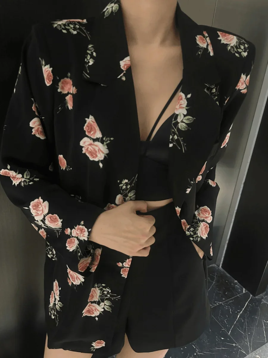 2024 Autumn Korean Fashion Chic Printed Shirt for Women Female Office Lady, French Loose Sophisticated Blazer Versatile Style