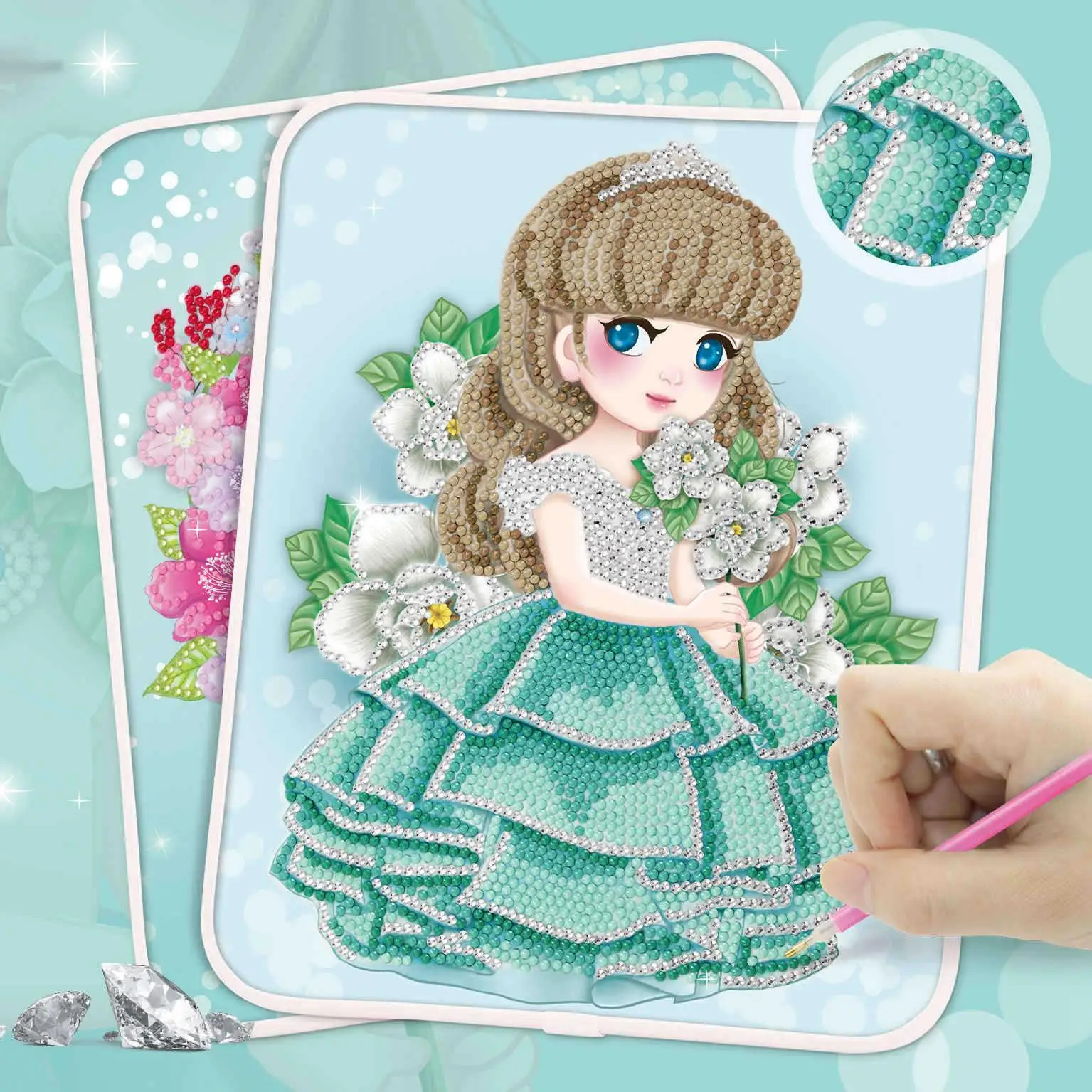 

Children's Diamond Painting Handmade Educational Toys Dot Art Wood Board Gift for Girls Cartoon Style Density Board UV Print
