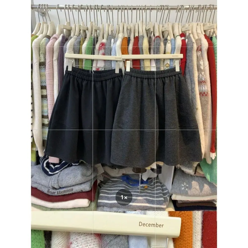 

Ретро-юбка из корейской серой шерсти, женская, осенне-зимняя, утолщенная, с эластичной талией, приталенная, А-силуэт, миди, с узором «цветочный бутон»