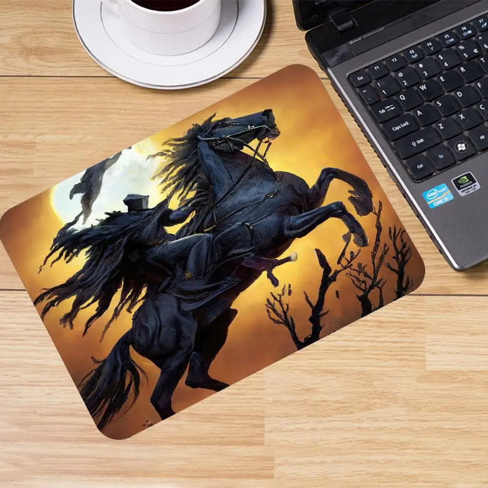 DarkFantasy Black Horseman Artwork Natural Rubber NonSlip Playmat For Laptop Office Desktop Bedroom Learning Gaming