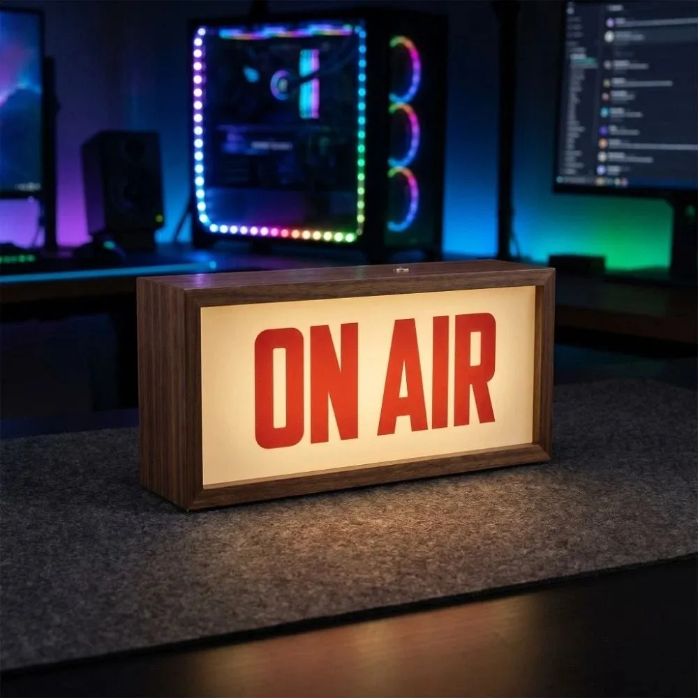 Broadcast ON AIR Sign Desk Mount Wall Mount Recording Warning Indicator Lamp Light Up Design  LED Light Box