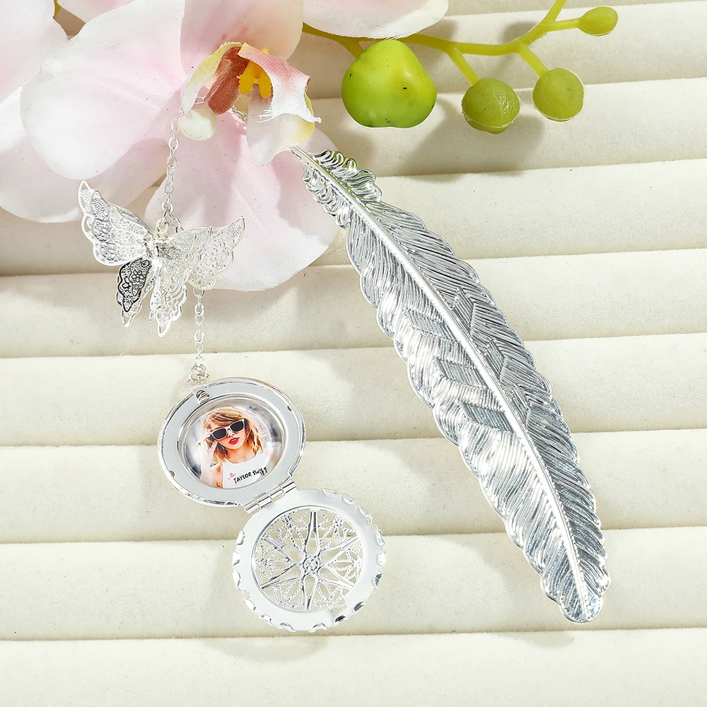 Taylor Swift Feather Pendant Butterfly Bookmark Silver Color Photo Personality Bookmark for Men Women Fans Collect Souvenirs