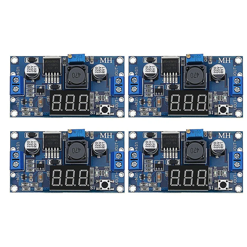 4 Adjustable LM2596S DC-DC Step-Down Converter Step-Down Regulator Power Module Regulator With Digital Voltmeter Display-A33K