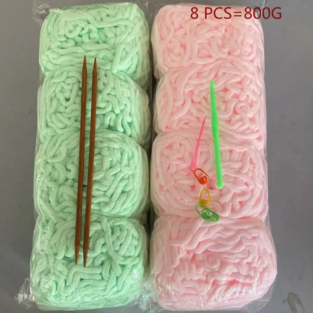 

8 шт., 800 г, пряжа в полоску льда для DIY, ручная работа, шарф, сумка для кукол, тканая нить, толстая хлопковая пряжа, мягкая красочная вязаная пряжа крючком